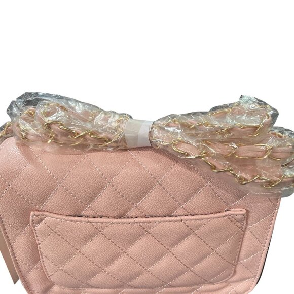Isabelle Blush Pink Vegan Quilted Crossbody Bag Wallet Set Chain Strap Trendy - Picture 9 of 9